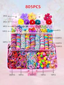 805pcs Girls Colorful Bow Hair Clips, Simple Elastic Hair Bands, Fashionable School Style Hair Accessories, Vibrant & , Suitable For Girls, Birthday Gifts, Party Decorations