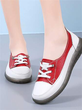 Women's Casual Sports Shoes Fashion Versatile Flat Sneakers, Comfortable Breathable Slip-On Loafers