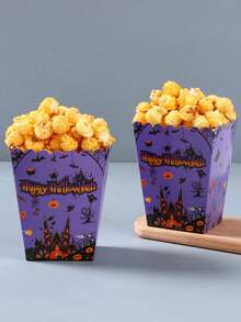 10 Piezas Cajas de Palomitas de Maíz de Halloween, Diseño de Castillo de Calabaza Espeluznante Murciélago Truco o Caja de Bocadillos y Dulces, Decoraciones de Halloween, Recipiente para Galletas de Halloween, Caja de Alimentos de Papel, Caja de Regalo, Decoración del Hogar, Decoración de Mesa de Cocina, Decoración de Halloween Feliz, Suministros para Fiestas de Halloween, Decoración de Vajilla - Multicolor - Ver 8