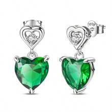 1 paire de boucles d'oreilles élégantes et de luxe en argent sterling S925 avec zirconias roses et verts. Convient comme cadeau pour les banquets, les fêtes, les mariages, les anniversaires et la Saint-Valentin pour les femmes.