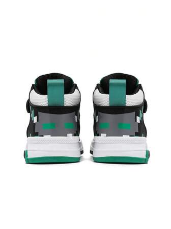 1 par barn unisex trendiga mesh- och läderskor vattentäta platåskor med mellanhöga toppar, mångsidiga för alla årstider