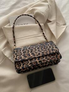 Vintage Colorblock Leopard Print Elegant Shoulder Underarm Bag, Leopard Print Purse For Women Leopard Comeback - Khaki - View 3