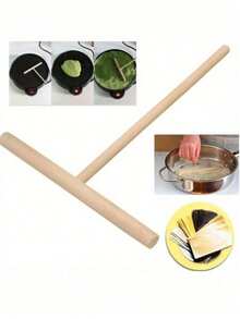 Multipurpose Rolling Pin, Wooden Pancake Spatula, Wooden T-Shaped Crepe Spatula, Wooden Crepe Spatula, Reusable Spatula, Pancake Batter Spreader, Non-Stick Pancake Batter Spreader (For Convenient Cooking), High Quality Kitchen Tool, Reusable And Easy To Clean Wooden Pancake And Crepe Spreader - T-Shaped Batter Stick, Ergonomic Handle, Even Cooking, Non-Stick, Easy To Clean, Essential Kitchen Item For Home And Professional Use (Random Color) - Multicolor - View 4