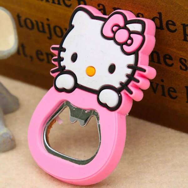 Sanrio Sanrio Hello Kitty Pink Bottle Opener Refrigerator Magnet, Creative Soda Beer Can Opener Portable Magnetic Accessory