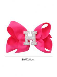 1 pieza Lazo con letra gigante brillante para niñas con perlas falsas y strass - Clip de cocodrilo elegante color rosa intenso - Accesorio de pelo dulce y lindo, regalo ideal para fiestas y festividades