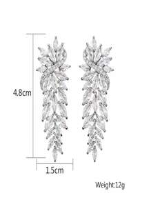 1 Pair Luxury Elegant Zirconia Wrapped Leaf Design Dangle Earrings For Women, Suitable For Wedding Wear Or Gift