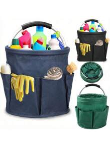 Faltbare 600D Oxford Tuchwerk-Organizer Tasche - Garten Aufbewahrungskorb mit 6 Fächern & großer Mitteltasche, platzsparendes Design mit Tragegriff, perfekt für Haus & Garten Nutzung - Grün/Schwarz, Garten Aufbewahrungslösung | Faltbares Design | Funktionales Design Werkzeugtasche mit 6 Fächern und großem Stauraum - Faltbares platzsparendes Design, multifunktional mit Griff. Geeignet für Gärtnerei