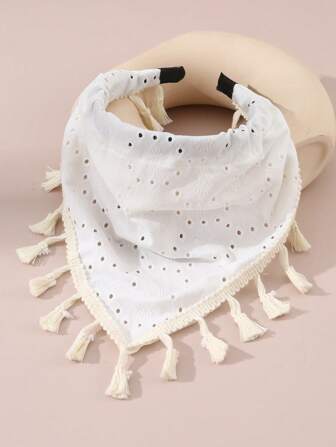 1 pieza Diadema triangular blanca con flecos para niñas, accesorio diario