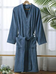 1pc Bathrobe, Unisex Adult Sleepwear, Suitable For Hotel, SPA, All Seasons, Absorbent & Quick Dry, Loose Fit, Multiple Colors, Minimalist Design, Bathroom & Home Essentials Summer Wedding Home Bathroom Decor Back To School - Multicolor - View 40