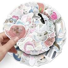 50 piezas Pegatinas blancas, pegatinas Kpop, pegatinas Kawaii, pegatinas coquetas, pegatinas lindas, pegatinas de arte, pegatinas estéticas, paquete de pegatinas para patinetas, equipaje, computadoras portátiles, parachoques, suministros para fiestas temáticas