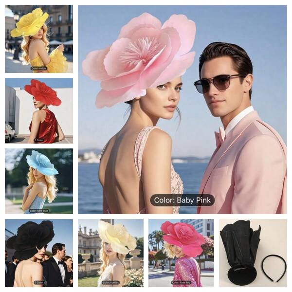 French Style Women's Fascinator Hat Headpiece With Floral Decor, For Royal Ascot Party Accessories Back To School