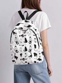 Fun Cartoon Cat Pattern Large Capacity Printed Women's Backpack, Pocket Backpack, Backpack With Pockets, Suitable For Girls, College Students, White-Collar Workers, Very Suitable For High School, College, Business, Outdoor Work And Returning To School Cat Pattern Large Capacity Printed Women's Backpack - Multicolor - View 15