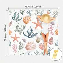 1pc Marine Element Printed Beach Mat, Waterproof And Anti Sand Oversized Beach Mat, Lightweight For Adults For Travel, Camping, And Picnics