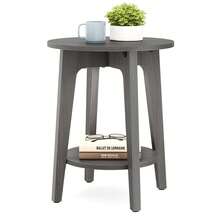 VASAGLE Round Side Table With Lower Shelf, End Table For Small Spaces, Nightstand For Living Room, Bedroom 15.8 X15.8 X 19.7 Inches - 深灰色 - 查看 8
