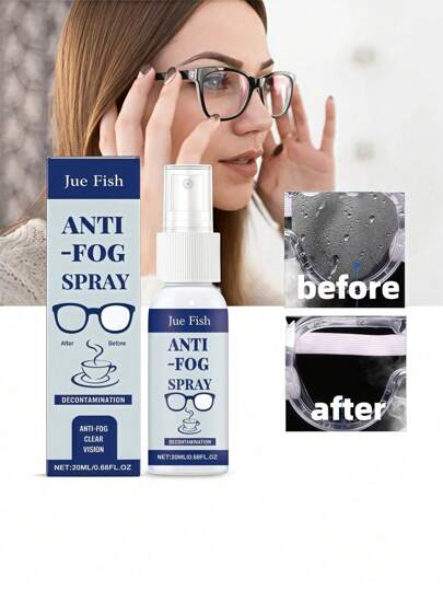 Spray antiembaçante, limpador de lentes de óculos, antiembaçante, visão nítida, à prova d'água, portátil, 1/2 unidades