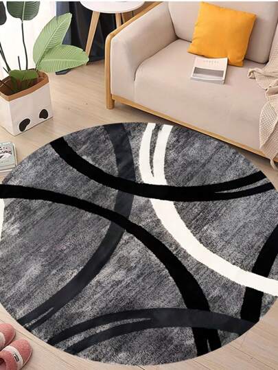 Atemberaubend luxuriöser geometrischer Rundteppich - Schwarz-Weiß gestreifter Rundteppich - Ultra weich, waschbar, einfach zu reinigen, geeignet für modern gestaltetes Wohnzimmer, Schlafzimmer und Büro Dekoration, Badematte, Fußmatte, Türmatte, kleiner Teppich, Teppich, Matte, Heimdekoration, Bereich kleiner Teppich, Außenmatte, Heimdekoration, Teppich, Schlafzimmerteppich, waschbarer Teppich