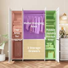 VOWNER 71" Large Wardrobe Closet With Mirror, Freestanding Bedroom Armoire With 3/6 Large Drawers & 2/4 Doors, Clothes Storage Organizer Cabinet For Bedroom - 白色-63"寬 - 查看 2
