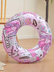 1 Pc Inflatable PVC Swimming Ring - Pink Rabbit, Teddy Bear, Bunny, Cartoon, Pool Float, Suitable For Summer Party, Wedding, Beach Photo Shooting - Great For Family Fun, Inflatable Pool Accessories