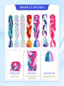 1pc 24 Inch 100g/Pcs Multicolor Synthesis Jumbo Braiding Hair Extensions Brown Pink Blonde Purple Blue Yellow Multi-Color Extension Hair Fashion Synthetic Hair Crochet Hair Extensions Useful And Deft High Temperature Hair For Women Daily Holidays Party And Music Festival Carnival New Year Gifts Cosplay Used YAKI Extension Hair