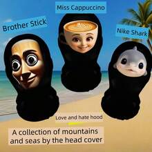 1 件海外怪兽宇宙头饰，带棒，鲨鱼卡布奇诺小姐搞笑面具，适合万圣节、愚人节化妆舞会 - 彩色 - 查看 1