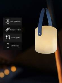1PC Fashionable And Minimalist Handheld Table Lamp, Supports Convenient Charging, Equipped With 15 RGB Colors, Supports Remote Control Dimming Function, Suitable For Bedrooms, Living Rooms, Bedside Tables, Camping, And Other Scenarios. Decorative Night Light, Room Decoration Light.