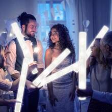 36pcs/48pcs Set LED Pink/White/Red Fiber Optic Lightstick - Party Supplies For Singles, Wedding Glow Party Favors, Suitable For Christmas, Birthday, Wedding, Concert, Bar, Halloween, New Year Party Gifts - 白色 - 查看 4