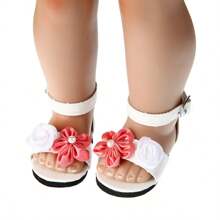 1 paire de sandales pour poupée, chaussures d'été mignonnes et pour poupée, avec fermeture, bride croisée/motif floral, convient aux poupées Reborn de 18 pouces, adapté aux enfants de 3 ans et plus, accessoire de jouet de poupée, cadeau d'anniversaire, fête, jeu de rôle