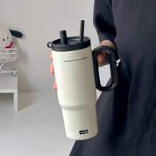 标语设计大容量手柄保温杯，带吸管