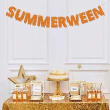 Summerween Banner, Summer Halloween Party Decorations, Halloween In Summer Decor - Orange - View 2