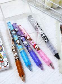 Juego de 5 bolígrafos de tinta de gel de carga súper suave con reducción de peso, secan rápido, apropiados para uso diario y como regalo de vacaciones, con estampado de leopardo y diseño de Hello Kitty de Sanrio