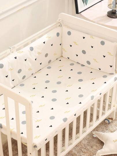 قطعة واحدة من حاجز السرير الناعم والمبطن للأطفال الرضع ، حاجز السرير المبطن بنقشات كرتونية للأطفال الحديثي الولادة ، حاجز السرير لحماية الأطفال من السقوط