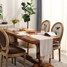 Wracra Rustic Linen Table Runner Farmhouse Style Table Runners 72 Inches Long Embroidered Fall Table Runner With HandTassels For Party Dresser And Dining Room Decorations Light Coffee 13*72 - LightCoffee - View 6