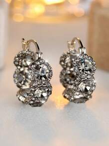 1 par de elegantes pendientes de mujer clásicos y de moda con circonita cúbica negra, adecuados para uso diario casual, fiesta, citas, vacaciones