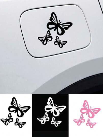 3pcs/Set Butterfly Car Decals Stickers For Gas Cap, Windows, Bumper Decoration