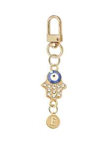 The New Fashion Fatima's Hand Metal Key Chain, With The Initial Letters A-Z, Glittering Bag Accessories, Charm Car Pendants, Suitable For Daily Wear, Wallet And Handbag Accessories, Suitable For Commuting, Learning, Vacation, Picnic, Camping, Beach, Keys, Pendants And Easy To Find Keys, This Is The Best Gift For Sisters And Friends. - Multicolor - View 18