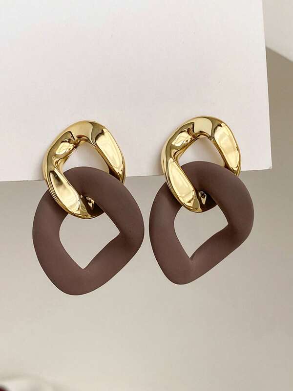 1 Pair Classic Abstract Vintage Street-Style Geometric Patchwork Earrings