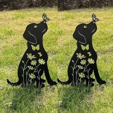 1 件装饰性花园桩，创意金属可爱猫狗装饰，家居生活，户外花园，庭院花园装饰，适合户外活动、家庭活动、生日派对、婚礼、宴会、派对等。有 1 件和 2 件（A+B）可供选择，有多种款式可供选择。