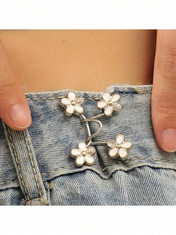 1/2/4 paires de fleurs boucle pantalon taille Tightener détachable boutons de pantalon épingles ceintures accessoires pinces à pantalon sans couture resserrage de la taille