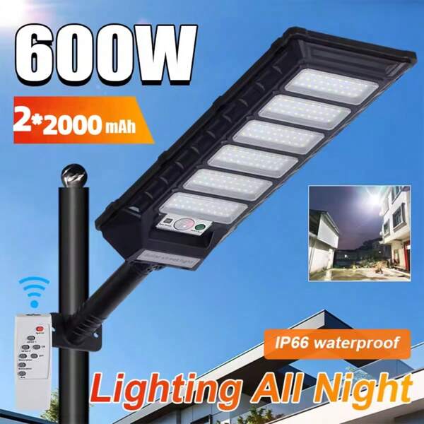 New 600W Solar LED Large Outdoor Light Super Powerful Capacity High Lumen Large Range Lighting External Solar Light Sunshine Motion Sensor With Remote Control Street Garden Light Outdoor Wall Small Yard Garden Solar Spotlight Lantern