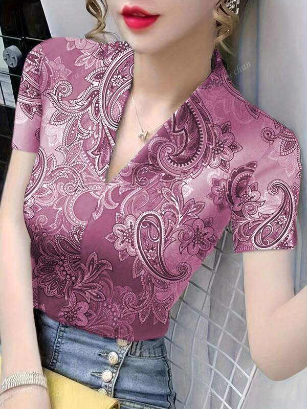 V-Neck Short Sleeve T-Shirt Women 2025 Summer New Fashionable Slim Fit Lightweight Camisole Top
