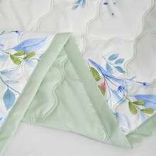 1 件套多色活性印花夏季被子，时尚拉绒被缝线，轻质空调毯，适用于家庭、卧室、客厅、汽车、户外 - 綠色 - 查看 3