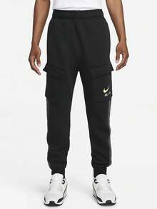 Nike Air Mens Overhead Tracksuit Full Set Panel Hoodie Pullover Sweatshirt Joggers - Black - View 5