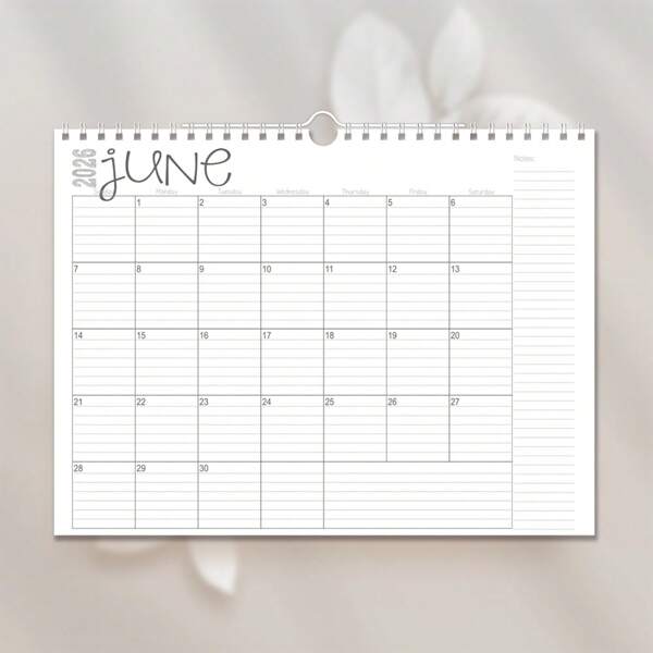 2025 July - 2026 June Creative Minimalist Modern Design 12-Month Wall Calendar, With Hook Hole Grid Design Paper Schedule, Suitable For Home/Office, Christmas & New Year Gift,Back To School,School Supplies