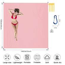 بطانية شاطئ 55 بوصة * 59 بوصة تتسع ل- 4-7 بالغين، خفيفة الوزن مقاومة للماء ومقاومة للرمال، بطانية للشاطئ والنزهات الكبيرة والرحلات والتخييم