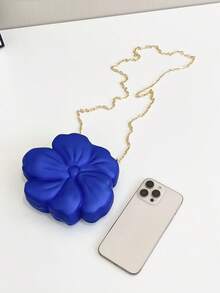 奢华闪亮 ABS 材质花形迷你手拿包手提包扣金属珠链单肩包女士派对迷人礼物，适合约会、购物、外出、通勤、日常搭配、时尚小众设计、女包、情人节礼物