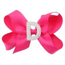 1 pieza Lazo con letra gigante brillante para niñas con perlas falsas y strass - Clip de cocodrilo elegante color rosa intenso - Accesorio de pelo dulce y lindo, regalo ideal para fiestas y festividades