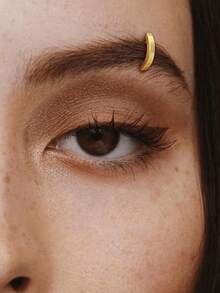 1pc Titanium Vertical Lip Ring, Gold Nose Hoop, Clip-On Navel Ring, Unisex Earrings