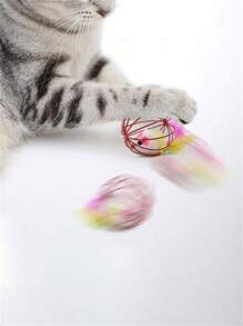 1pc Random Color Colorful Mouse Balls Cat Toy, Cat Teaser Mouse Toy, Feather Cat Toy, Indoor Cat Toy