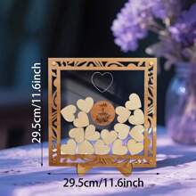 1pc Wooden Heart-Shaped Wedding Guest Book With Stand, 20pcs Heart Shapes - Fun Instant Photo Booth Sign Suitable For Wedding, Birthday, Anniversary And Special Events - Please Sign In Our Guestbook Mr & Mrs Table Decoration