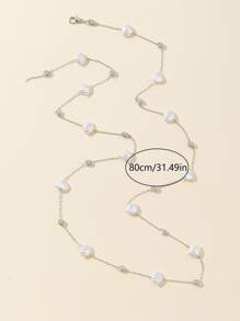 1 pieza Collar largo con colgante con forma de corazón de circonia con concha marina dorada/plateada, collar con colgante Boho brillante adecuado para uso diario, citas, fiestas, vacaciones, aniversarios, regalo de cumpleaños, elegante y refinado de moda minimalista de lujo